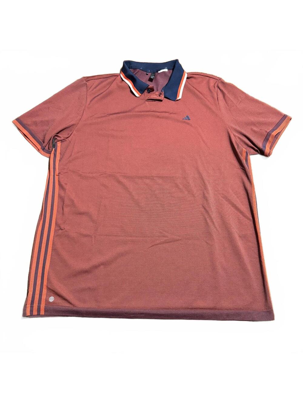 adidas ClimaCool Mens Performance Golf Polo 2XL Burgundy Navy 3 Stripe Shirt